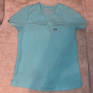 Figs Women's Scrub Top in Aqua Blue
